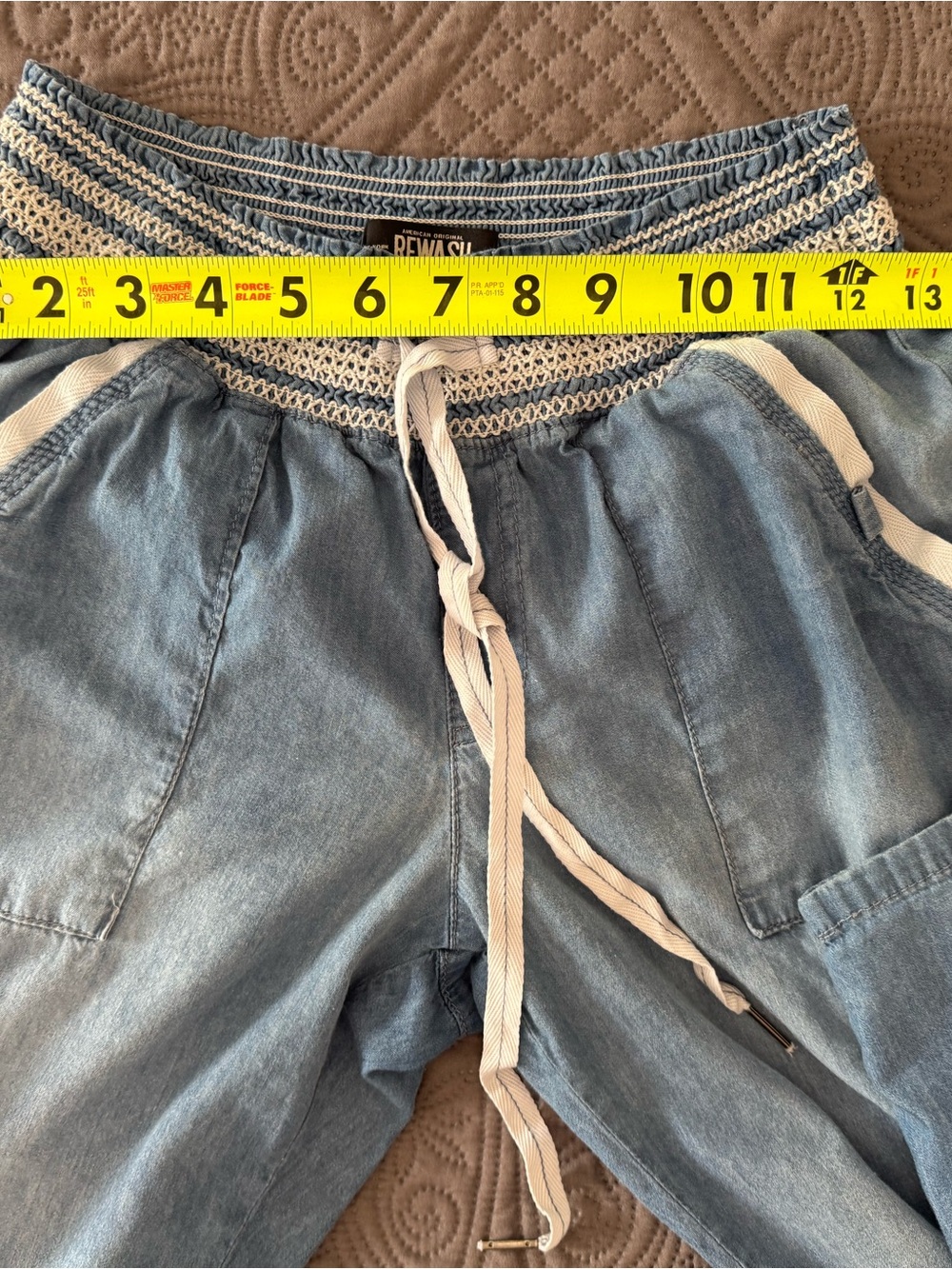 Rewash Light Blue Wide Leg Drawstring pant Large - Picture 7 of 9